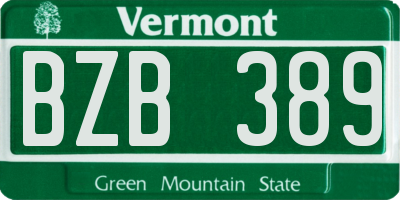 VT license plate BZB389