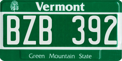 VT license plate BZB392