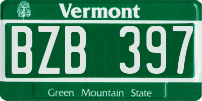 VT license plate BZB397