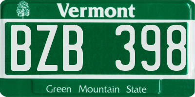 VT license plate BZB398