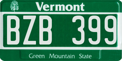 VT license plate BZB399