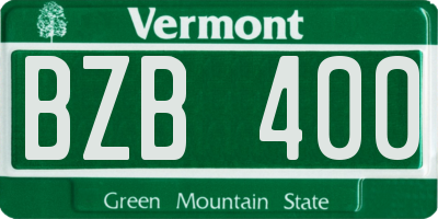 VT license plate BZB400