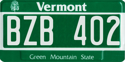 VT license plate BZB402