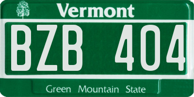 VT license plate BZB404
