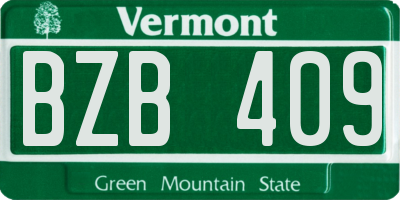 VT license plate BZB409