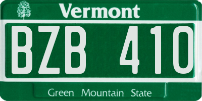 VT license plate BZB410