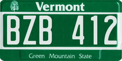VT license plate BZB412
