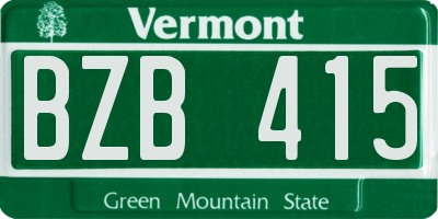 VT license plate BZB415