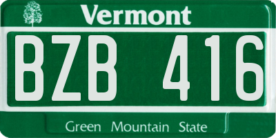 VT license plate BZB416