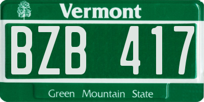 VT license plate BZB417