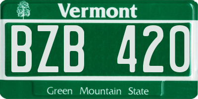 VT license plate BZB420