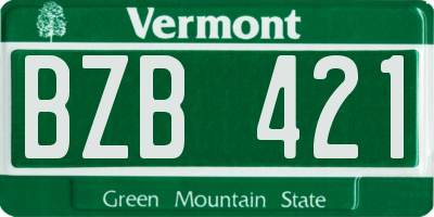 VT license plate BZB421