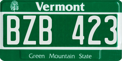 VT license plate BZB423
