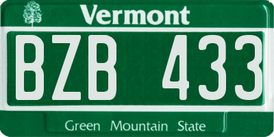 VT license plate BZB433