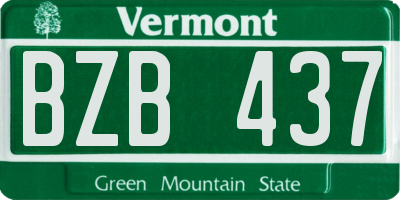 VT license plate BZB437