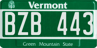 VT license plate BZB443