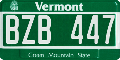VT license plate BZB447