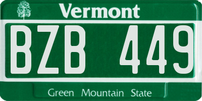 VT license plate BZB449