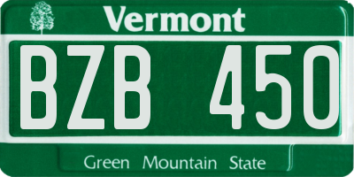 VT license plate BZB450