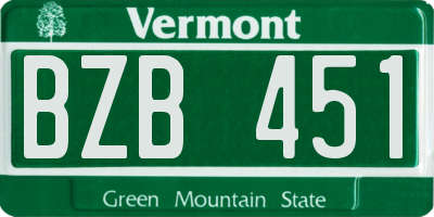 VT license plate BZB451
