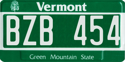 VT license plate BZB454