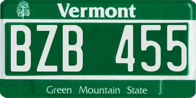 VT license plate BZB455