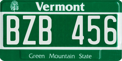 VT license plate BZB456