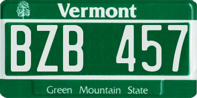 VT license plate BZB457