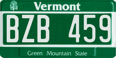 VT license plate BZB459