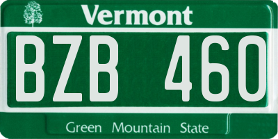 VT license plate BZB460