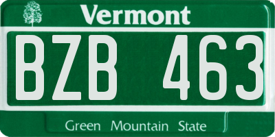 VT license plate BZB463