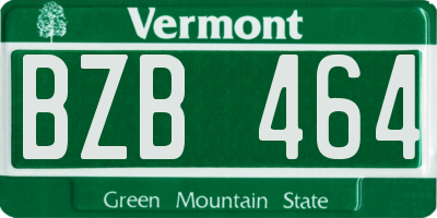 VT license plate BZB464