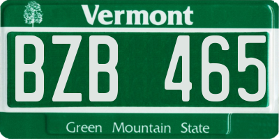 VT license plate BZB465