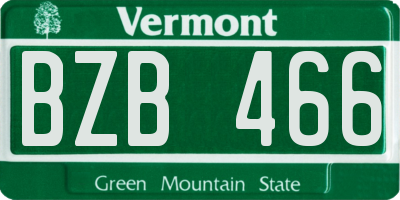 VT license plate BZB466
