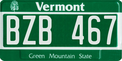 VT license plate BZB467