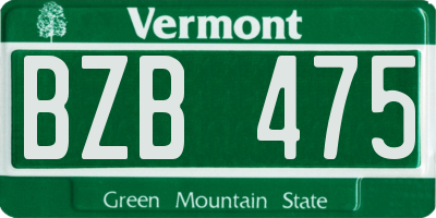 VT license plate BZB475