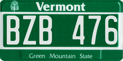 VT license plate BZB476
