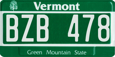 VT license plate BZB478