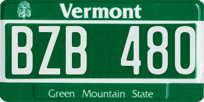 VT license plate BZB480