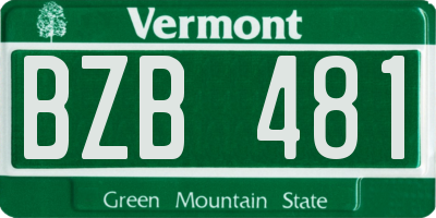 VT license plate BZB481