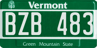 VT license plate BZB483