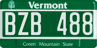 VT license plate BZB488