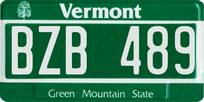 VT license plate BZB489