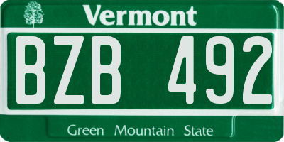VT license plate BZB492