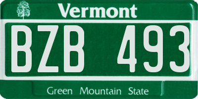 VT license plate BZB493