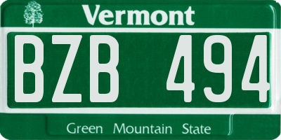 VT license plate BZB494