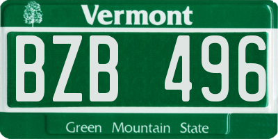 VT license plate BZB496