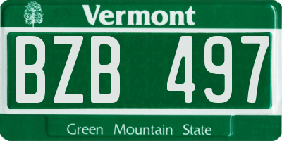 VT license plate BZB497