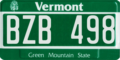 VT license plate BZB498