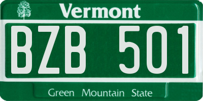 VT license plate BZB501
